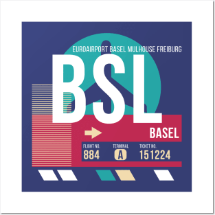 Basel, Switzerland (BSL) Airport Code Baggage Tag Posters and Art